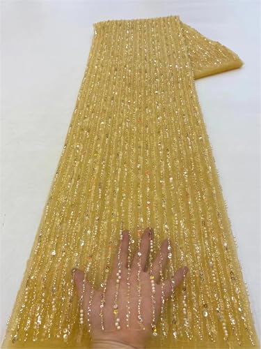 Mnjyihy Afrikanischer französischer Perlenspitzenstoff, nigerianischer Tüll-Mesh-Spitzenstoff für Hochzeit, 120 cm, 4,5 m - 2 Mnjyihy Afrikanischer französischer Perlenspitzenstoff, nigerianischer Tüll-Mesh-Spitzenstoff für Hochzeit, 120 cm, 4,5 m - 2 von Mnjyihy