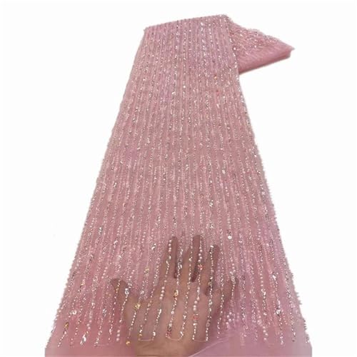 Mnjyihy Afrikanischer französischer Perlenspitzenstoff, nigerianischer Tüll-Mesh-Spitzenstoff für Hochzeit, 120 cm, 4,5 m - 6 Mnjyihy Afrikanischer französischer Perlenspitzenstoff, nigerianischer Tüll-Mesh-Spitzenstoff für Hochzeit, 120 cm, 4,5 m - 6 von Mnjyihy