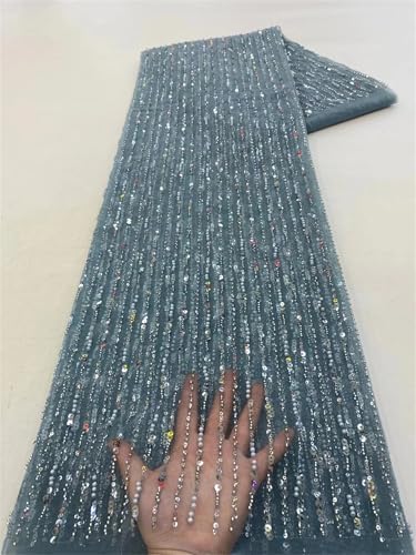 Mnjyihy Afrikanischer französischer Perlenspitzenstoff, nigerianischer Tüll-Mesh-Spitzenstoff für Hochzeit, 120 cm, 4,5 m - 7 Mnjyihy Afrikanischer französischer Perlenspitzenstoff, nigerianischer Tüll-Mesh-Spitzenstoff für Hochzeit, 120 cm, 4,5 m - 7 von Mnjyihy