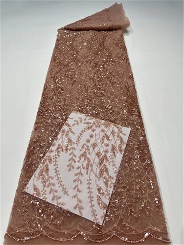 Mnjyihy Afrikanischer französischer Spitzenstoff, weicher Pailletten-Tüll, bestickter Stoff für Hochzeit, Abendkleid, 120 cm, 2 Yards-2 Mnjyihy Afrikanischer französischer Spitzenstoff, weicher Pailletten-Tüll, bestickter Stoff für Hochzeit, Abendkleid, 120 cm, 2 Yards-2 von Mnjyihy