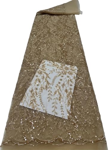 Mnjyihy Afrikanischer französischer Spitzenstoff, weicher Pailletten-Tüll, bestickter Stoff für Hochzeit, Abendkleid, 120 cm Mnjyihy Afrikanischer französischer Spitzenstoff, weicher Pailletten-Tüll, bestickter Stoff für Hochzeit, Abendkleid, 120 cm von Mnjyihy