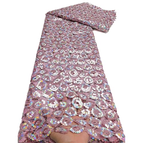 Mnjyihy Afrikanischer nigerianischer Tüll-Spitzenstoff mit Pailletten-Stickerei, Nähen, Hochzeit, Ballkleider, Spitzenstoff, 120 cm, 4,5 m - 3 Mnjyihy Afrikanischer nigerianischer Tüll-Spitzenstoff mit Pailletten-Stickerei, Nähen, Hochzeit, Ballkleider, Spitzenstoff, 120 cm, 4,5 m - 3 von Mnjyihy