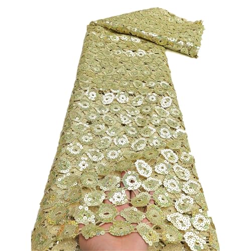 Mnjyihy Afrikanischer nigerianischer Tüll-Spitzenstoff mit Pailletten-Stickerei, Nähen, Hochzeit, Ballkleider, Spitzenstoff, 120 cm, 4,57 m Mnjyihy Afrikanischer nigerianischer Tüll-Spitzenstoff mit Pailletten-Stickerei, Nähen, Hochzeit, Ballkleider, Spitzenstoff, 120 cm, 4,57 m von Mnjyihy