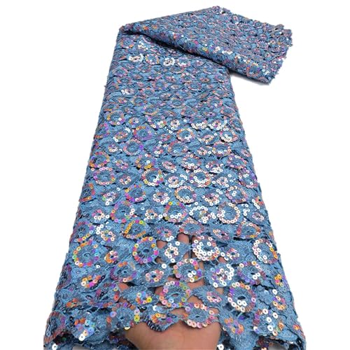 Mnjyihy Afrikanischer nigerianischer Tüll-Spitzenstoff mit Pailletten-Stickerei, Nähen, Hochzeit, Ballkleider, Spitzenstoff, 120 cm, 4 m Mnjyihy Afrikanischer nigerianischer Tüll-Spitzenstoff mit Pailletten-Stickerei, Nähen, Hochzeit, Ballkleider, Spitzenstoff, 120 cm, 4 m von Mnjyihy