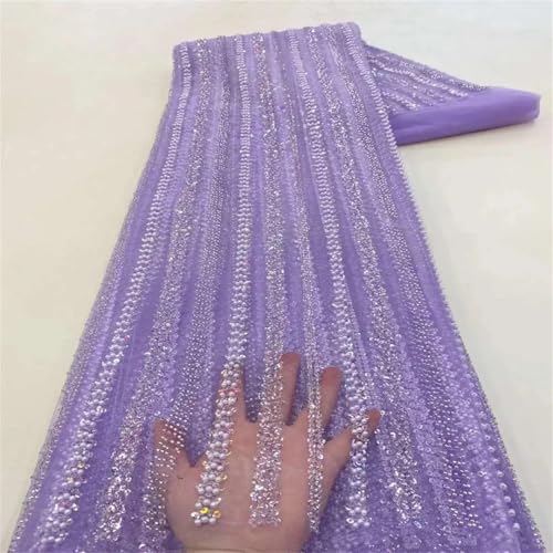 Mnjyihy Eleganter afrikanischer Tüll-Spitzenstoff, Pailletten, französisches Netzgewebe, Schnürsenkel, Stoffe für Party, Hochzeit, 120 cm, 4,5 m - 6 Mnjyihy Eleganter afrikanischer Tüll-Spitzenstoff, Pailletten, französisches Netzgewebe, Schnürsenkel, Stoffe für Party, Hochzeit, 120 cm, 4,5 m - 6 von Mnjyihy