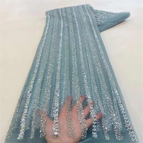 Mnjyihy Eleganter afrikanischer Tüll-Spitzenstoff, Pailletten, französisches Netzgewebe, Schnürsenkel, Stoffe für Party, Hochzeit, 120 cm, 4,5 m - 8 Mnjyihy Eleganter afrikanischer Tüll-Spitzenstoff, Pailletten, französisches Netzgewebe, Schnürsenkel, Stoffe für Party, Hochzeit, 120 cm, 4,5 m - 8 von Mnjyihy