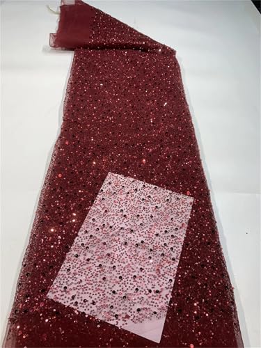 Mnjyihy Französischer Netzstoff, Spitzenstoff, afrikanische nigerianische Pailletten, Spitzenstoff für Frauen, Hochzeit, Party, Nähen, 120 cm, 4,5 m - 2 Mnjyihy Französischer Netzstoff, Spitzenstoff, afrikanische nigerianische Pailletten, Spitzenstoff für Frauen, Hochzeit, Party, Nähen, 120 cm, 4,5 m - 2 von Mnjyihy