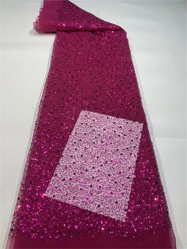 Mnjyihy Französischer Netzstoff, Spitzenstoff, afrikanische nigerianische Pailletten, Spitzenstoff für Frauen, Hochzeit, Party, Nähen, 120 cm, 4 m Mnjyihy Französischer Netzstoff, Spitzenstoff, afrikanische nigerianische Pailletten, Spitzenstoff für Frauen, Hochzeit, Party, Nähen, 120 cm, 4 m von Mnjyihy