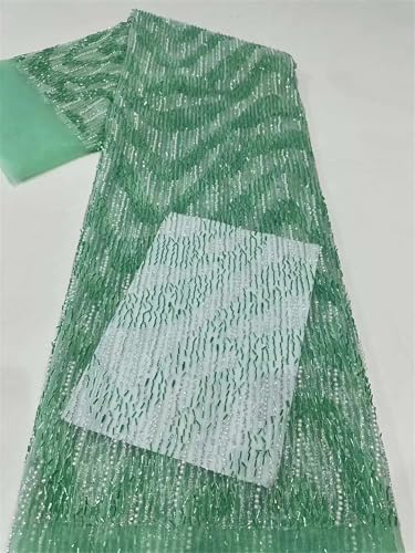 Mnjyihy Französischer Perlen-Tüll-Spitzenstoff, afrikanische Pailletten, Perlen, Spitzenstoffe für Abendkleid, Hochzeitskleider, 120 cm, 4,5 m - 3 von Mnjyihy