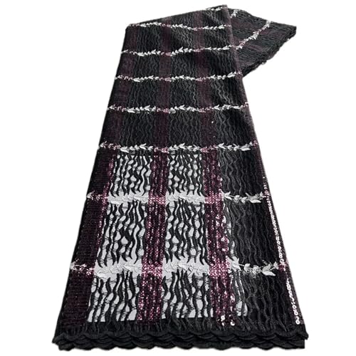 Mnjyihy Französischer Spitzenstoff, Tüll, afrikanische Pailletten, Netzstoff, Spitzenstoff für Damen, Abendkleid, 120 cm, 4,5 m - 3 Mnjyihy Französischer Spitzenstoff, Tüll, afrikanische Pailletten, Netzstoff, Spitzenstoff für Damen, Abendkleid, 120 cm, 4,5 m - 3 von Mnjyihy