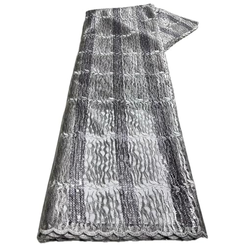Mnjyihy Französischer Spitzenstoff, Tüll, afrikanische Pailletten, Netzstoff, Spitzenstoff für Damen, Abendkleid, 120 cm, 4,5 m Mnjyihy Französischer Spitzenstoff, Tüll, afrikanische Pailletten, Netzstoff, Spitzenstoff für Damen, Abendkleid, 120 cm, 4,5 m von Mnjyihy