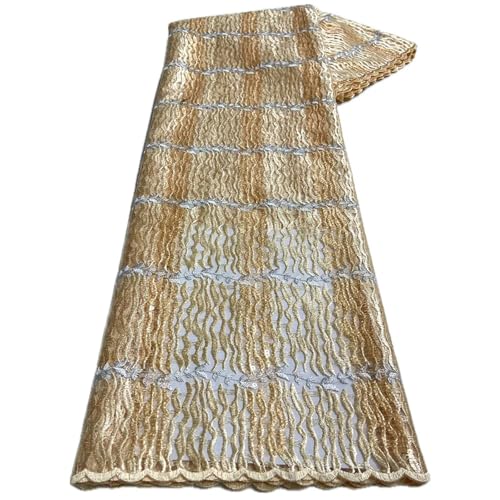Mnjyihy Französischer Spitzenstoff, Tüll, afrikanische Pailletten, Netzstoff, Spitzenstoff für Damen, Abendkleid, 120 cm, 4,57 m Mnjyihy Französischer Spitzenstoff, Tüll, afrikanische Pailletten, Netzstoff, Spitzenstoff für Damen, Abendkleid, 120 cm, 4,57 m von Mnjyihy