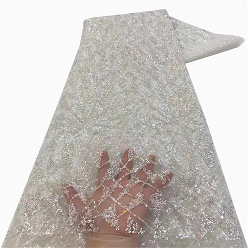 Mnjyihy Französischer Spitzenstoff für Herren und Damen, nigerianische afrikanische Pailletten, Perlen, Spitzenstoff für Hochzeit, Party, 120 cm, 4,5 m - 2 Mnjyihy Französischer Spitzenstoff für Herren und Damen, nigerianische afrikanische Pailletten, Perlen, Spitzenstoff für Hochzeit, Party, 120 cm, 4,5 m - 2 von Mnjyihy