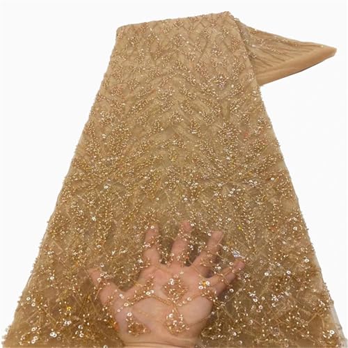 Mnjyihy Französischer Spitzenstoff für Herren und Damen, nigerianische afrikanische Pailletten, Perlen, Spitzenstoff für Hochzeit, Party, 120 cm, 4,5 m - 3 Mnjyihy Französischer Spitzenstoff für Herren und Damen, nigerianische afrikanische Pailletten, Perlen, Spitzenstoff für Hochzeit, Party, 120 cm, 4,5 m - 3 von Mnjyihy