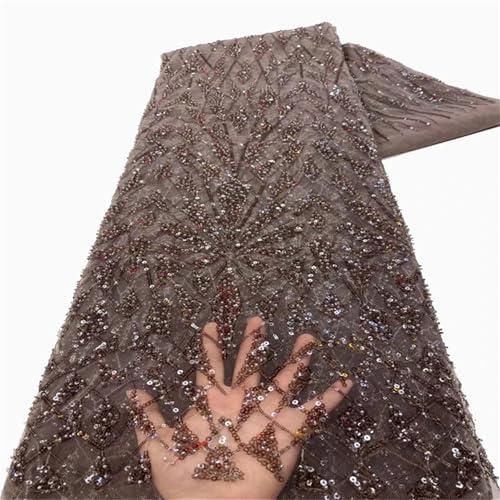 Mnjyihy Französischer Spitzenstoff für Herren und Damen, nigerianische afrikanische Pailletten, Perlen, Spitzenstoff für Hochzeit, Party, 120 cm, 4,5 m - 5 Mnjyihy Französischer Spitzenstoff für Herren und Damen, nigerianische afrikanische Pailletten, Perlen, Spitzenstoff für Hochzeit, Party, 120 cm, 4,5 m - 5 von Mnjyihy
