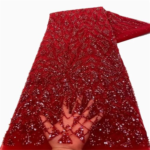 Mnjyihy Französischer Spitzenstoff für Herren und Damen, nigerianische afrikanische Pailletten, Perlen, Spitzenstoff für Hochzeit, Party, 120 cm, 4,5 m - 6 Mnjyihy Französischer Spitzenstoff für Herren und Damen, nigerianische afrikanische Pailletten, Perlen, Spitzenstoff für Hochzeit, Party, 120 cm, 4,5 m - 6 von Mnjyihy