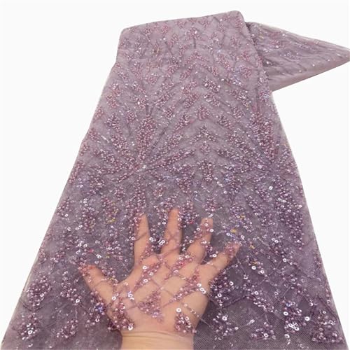 Mnjyihy Französischer Spitzenstoff für Herren und Damen, nigerianische afrikanische Pailletten, Perlen, Spitzenstoff für Hochzeit, Party, 120 cm, 4,5 m - 7 Mnjyihy Französischer Spitzenstoff für Herren und Damen, nigerianische afrikanische Pailletten, Perlen, Spitzenstoff für Hochzeit, Party, 120 cm, 4,5 m - 7 von Mnjyihy