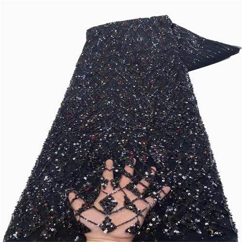 Mnjyihy Französischer Spitzenstoff für Herren und Damen, nigerianische afrikanische Pailletten, Perlen, Spitzenstoff für Hochzeit, Party, 120 cm, 4,5 m Mnjyihy Französischer Spitzenstoff für Herren und Damen, nigerianische afrikanische Pailletten, Perlen, Spitzenstoff für Hochzeit, Party, 120 cm, 4,5 m von Mnjyihy