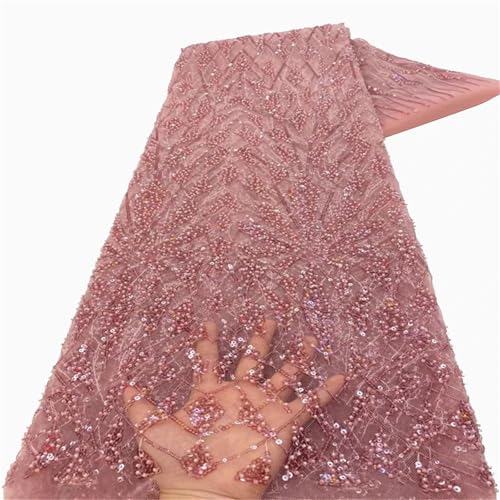 Mnjyihy Französischer Spitzenstoff für Herren und Damen, nigerianische afrikanische Pailletten, Perlenspitzenstoff für Hochzeit, Party, 120 cm, 4,5 m Mnjyihy Französischer Spitzenstoff für Herren und Damen, nigerianische afrikanische Pailletten, Perlenspitzenstoff für Hochzeit, Party, 120 cm, 4,5 m von Mnjyihy