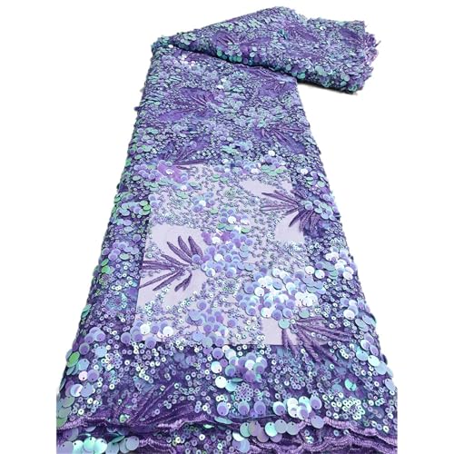 Mnjyihy Französischer Tüll-Paillettennetz, Spitzenstoff, afrikanische Pailletten, Spitzenstoff, Nigeria, für Hochzeitskleid, Nähen, 120 cm, 4,5 m - 10 von Mnjyihy