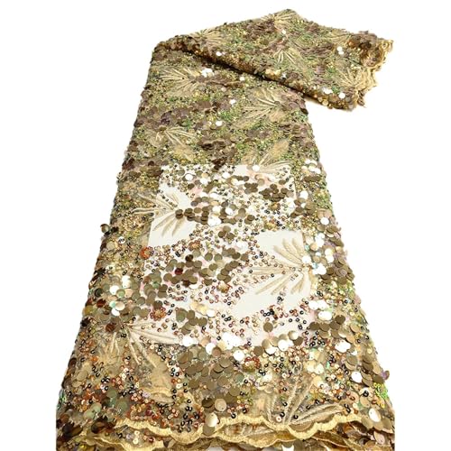 Mnjyihy Französischer Tüll-Paillettennetz, Spitzenstoff, afrikanische Pailletten, Spitzenstoff, Nigeria, für Hochzeitskleid, Nähen, 120 cm, 4,5 m - 8 Mnjyihy Französischer Tüll-Paillettennetz, Spitzenstoff, afrikanische Pailletten, Spitzenstoff, Nigeria, für Hochzeitskleid, Nähen, 120 cm, 4,5 m - 8 von Mnjyihy