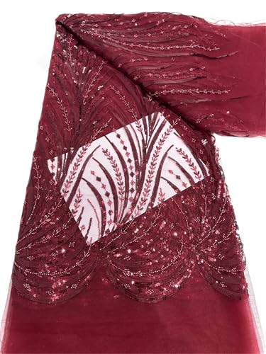 Mnjyihy Französischer Tüll-Spitzenstoff mit weichen Perlen und Pailletten, für Hochzeit, Party, Abendkleid, 120 cm, 4,5 m Mnjyihy Französischer Tüll-Spitzenstoff mit weichen Perlen und Pailletten, für Hochzeit, Party, Abendkleid, 120 cm, 4,5 m von Mnjyihy