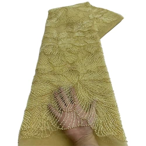 Mnjyihy Französischer nigerianischer Netz-Spitzenstoff, afrikanische Perlen, Spitzenstoffe für Herren und Damen, Kleider, Hochzeit, 120 cm, 4,5 m - 14 von Mnjyihy
