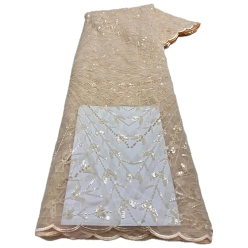 Mnjyihy Französischer nigerianischer Netz-Spitzenstoff, afrikanische Perlen, Spitzenstoffe für Herren und Damen, Kleider, Hochzeit, 120 cm, 4,5 m - 5 von Mnjyihy