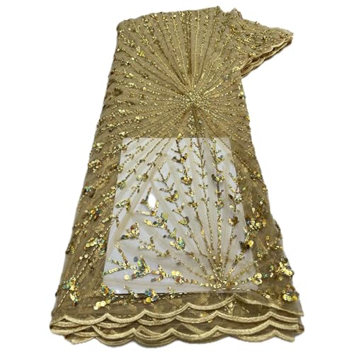 Mnjyihy Französischer nigerianischer Netz-Spitzenstoff, afrikanische Perlen, Spitzenstoffe für Herren und Damen, Kleider, Hochzeit, 120 cm, 4,5 m - 7 von Mnjyihy