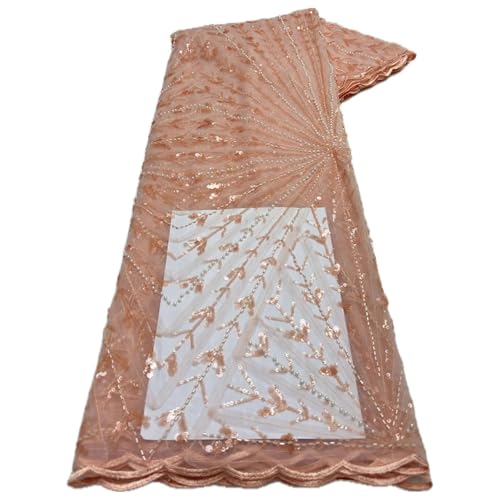 Mnjyihy Französischer nigerianischer Netz-Spitzenstoff, afrikanische Perlen, Spitzenstoffe für Herren und Damen, Kleider, Hochzeit, 120 cm, 4,5 m - 8 von Mnjyihy