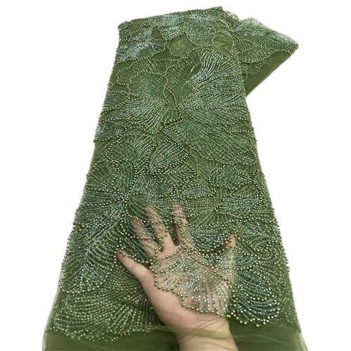 Mnjyihy Französischer nigerianischer Netz-Spitzenstoff, afrikanische Perlen, Spitzenstoffe für Herren und Damen, Kleider, Hochzeit, 120 cm, 4,5 m - 9 von Mnjyihy