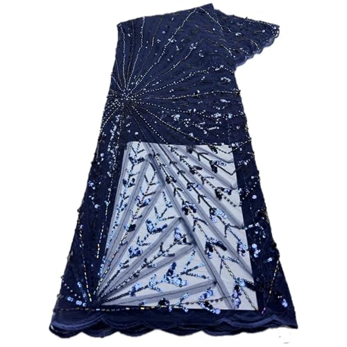 Mnjyihy Französischer nigerianischer Netz-Spitzenstoff, afrikanische Perlen, Spitzenstoffe für Herren und Damen, Kleider, Hochzeit, 120 cm, 4 m von Mnjyihy