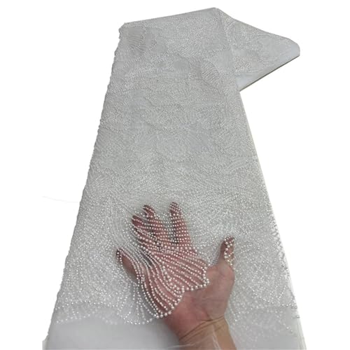 Mnjyihy Französischer nigerianischer Netz-Spitzenstoff, afrikanische Perlen, Spitzenstoffe für Herren und Damen, Kleider, Hochzeit, 120 cm Mnjyihy Französischer nigerianischer Netz-Spitzenstoff, afrikanische Perlen, Spitzenstoffe für Herren und Damen, Kleider, Hochzeit, 120 cm von Mnjyihy