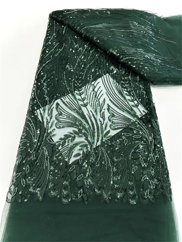 Mnjyihy Netzstoff mit französischen Pailletten, afrikanische Perlen, Tüll, Bräutigam, Spitzenstoff für Brautparty, Kleid, Nähen, 120 cm, 4,5 m - 1 A Mnjyihy Netzstoff mit französischen Pailletten, afrikanische Perlen, Tüll, Bräutigam, Spitzenstoff für Brautparty, Kleid, Nähen, 120 cm, 4,5 m - 1 A von Mnjyihy