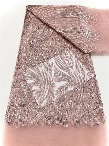 Mnjyihy Netzstoff mit französischen Pailletten, afrikanische Perlen, Tüll, Bräutigam, Spitzenstoff für Brautparty, Kleid, Nähen, 120 cm, 4,5 m - 2 A Mnjyihy Netzstoff mit französischen Pailletten, afrikanische Perlen, Tüll, Bräutigam, Spitzenstoff für Brautparty, Kleid, Nähen, 120 cm, 4,5 m - 2 A von Mnjyihy