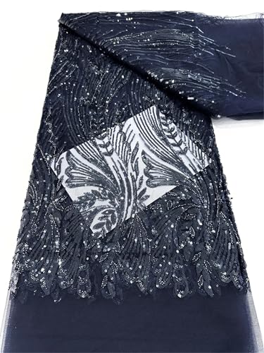 Mnjyihy Netzstoff mit französischen Pailletten, afrikanische Perlen, Tüll, Bräutigam, Spitzenstoff für Brautparty, Kleid, Nähen, 120 cm, 4,5 m - 6A Mnjyihy Netzstoff mit französischen Pailletten, afrikanische Perlen, Tüll, Bräutigam, Spitzenstoff für Brautparty, Kleid, Nähen, 120 cm, 4,5 m - 6A von Mnjyihy