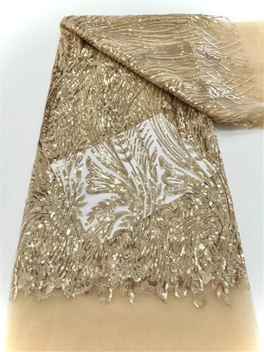 Mnjyihy Netzstoff mit französischen Pailletten, afrikanische Perlen, Tüll, Bräutigam, Spitzenstoff für Brautparty, Kleid, Nähen, 120 cm, 4,5 m - 8A Mnjyihy Netzstoff mit französischen Pailletten, afrikanische Perlen, Tüll, Bräutigam, Spitzenstoff für Brautparty, Kleid, Nähen, 120 cm, 4,5 m - 8A von Mnjyihy