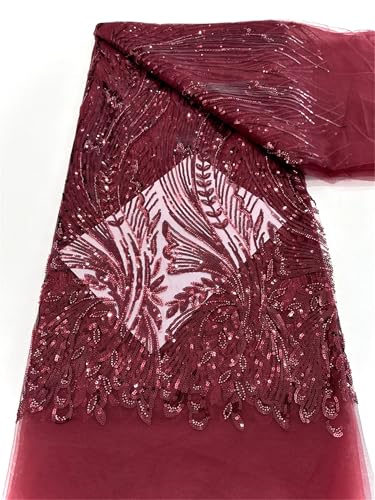 Mnjyihy Netzstoff mit französischen Pailletten, afrikanische Perlen, Tüll, Bräutigam, Spitzenstoff für Brautparty, Kleid, Nähen, 120 cm, 4,5 m - 9A Mnjyihy Netzstoff mit französischen Pailletten, afrikanische Perlen, Tüll, Bräutigam, Spitzenstoff für Brautparty, Kleid, Nähen, 120 cm, 4,5 m - 9A von Mnjyihy