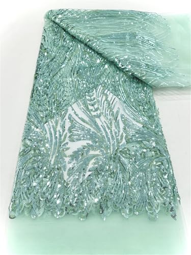 Mnjyihy Netzstoff mit französischen Pailletten, afrikanische Perlen, Tüll, Bräutigam, Spitzenstoff für Brautparty, Kleid, Nähen, 120 cm, 4 m Mnjyihy Netzstoff mit französischen Pailletten, afrikanische Perlen, Tüll, Bräutigam, Spitzenstoff für Brautparty, Kleid, Nähen, 120 cm, 4 m von Mnjyihy