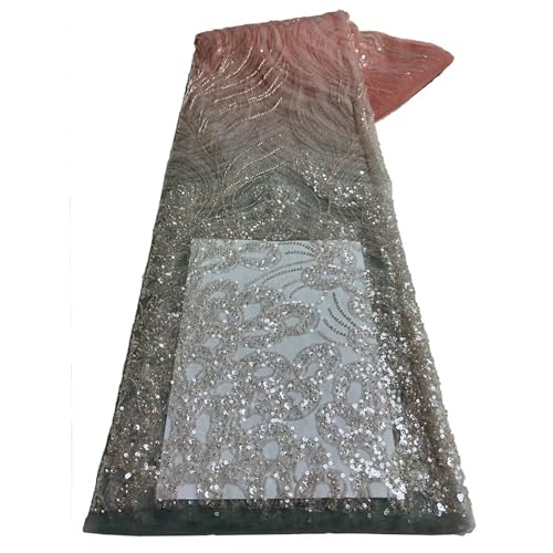 Mnjyihy Netzstoff mit französischen Pailletten, afrikanische Perlen, Tüll, Spitzenstoff für Brautparty, Kleid, Nähen, 120 cm, 4,5 m - 3 Mnjyihy Netzstoff mit französischen Pailletten, afrikanische Perlen, Tüll, Spitzenstoff für Brautparty, Kleid, Nähen, 120 cm, 4,5 m - 3 von Mnjyihy