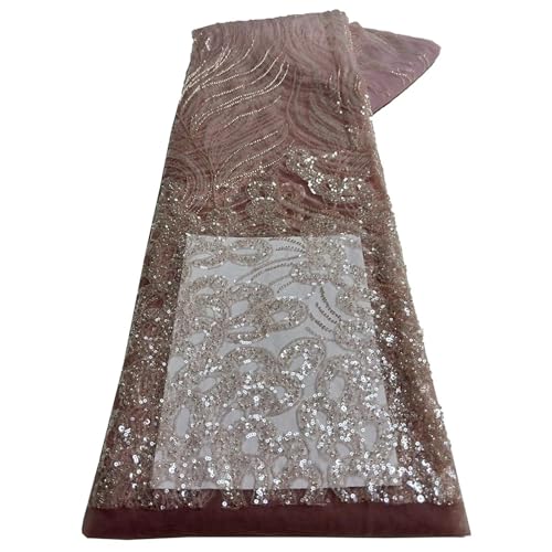 Mnjyihy Netzstoff mit französischen Pailletten, afrikanische Perlen, Tüll, Spitzenstoff für Brautparty, Kleid, Nähen, 120 cm, 4,5 m - 5 Mnjyihy Netzstoff mit französischen Pailletten, afrikanische Perlen, Tüll, Spitzenstoff für Brautparty, Kleid, Nähen, 120 cm, 4,5 m - 5 von Mnjyihy
