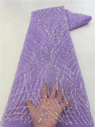 Mnjyihy Nigerianische Perlenstickerei, Spitze, französisches Netz, Pailletten, Tüll, afrikanischer Spitzenstoff, für Hochzeit, Party, 120 cm, 4 m Mnjyihy Nigerianische Perlenstickerei, Spitze, französisches Netz, Pailletten, Tüll, afrikanischer Spitzenstoff, für Hochzeit, Party, 120 cm, 4 m von Mnjyihy