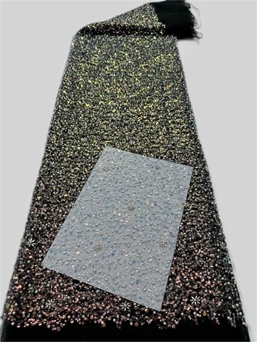 Mnjyihy Nigerianischer Spitzen-Paillettenstoff, afrikanische Perlen, Spitzenstoffe, französisch, für Hochzeit, Party, Kleid, Nähen, 120 cm, 4,5 m - 5 Mnjyihy Nigerianischer Spitzen-Paillettenstoff, afrikanische Perlen, Spitzenstoffe, französisch, für Hochzeit, Party, Kleid, Nähen, 120 cm, 4,5 m - 5 von Mnjyihy