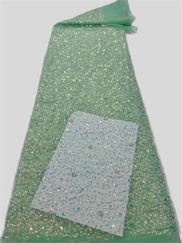 Mnjyihy Nigerianischer Spitzen-Paillettenstoff, afrikanische Perlen, Spitzenstoffe, französisch, für Hochzeit, Party, Kleid, Nähen, 120 cm, 4,5 m - 6 Mnjyihy Nigerianischer Spitzen-Paillettenstoff, afrikanische Perlen, Spitzenstoffe, französisch, für Hochzeit, Party, Kleid, Nähen, 120 cm, 4,5 m - 6 von Mnjyihy