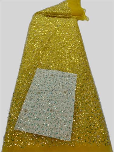Mnjyihy Nigerianischer Spitzen-Paillettenstoff, afrikanische Perlen, Spitzenstoffe, französisch, für Hochzeit, Party, Kleid, Nähen, 120 cm, 4,5 m - 7 Mnjyihy Nigerianischer Spitzen-Paillettenstoff, afrikanische Perlen, Spitzenstoffe, französisch, für Hochzeit, Party, Kleid, Nähen, 120 cm, 4,5 m - 7 von Mnjyihy