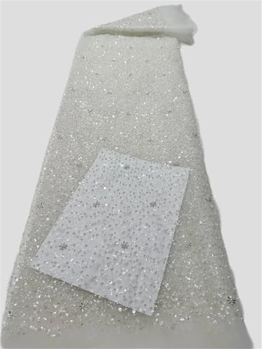 Mnjyihy Nigerianischer Spitzen-Paillettenstoff, afrikanische Perlen, Spitzenstoffe, französisch, für Hochzeit, Party, Kleid, Nähen, 120 cm, 4,5 m Mnjyihy Nigerianischer Spitzen-Paillettenstoff, afrikanische Perlen, Spitzenstoffe, französisch, für Hochzeit, Party, Kleid, Nähen, 120 cm, 4,5 m von Mnjyihy