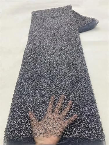 Mnjyihy Schwarzer französischer Pailletten-Netzstoff, afrikanische Perlenspitze, nigerianische Stickerei, Hochzeit, Party, Kleid, Farbe 10 von Mnjyihy