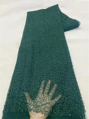 Mnjyihy Schwarzer französischer Pailletten-Netzstoff, afrikanische Perlenspitze, nigerianische Stickerei, Hochzeit, Party, Kleid, Farbe 2 von Mnjyihy