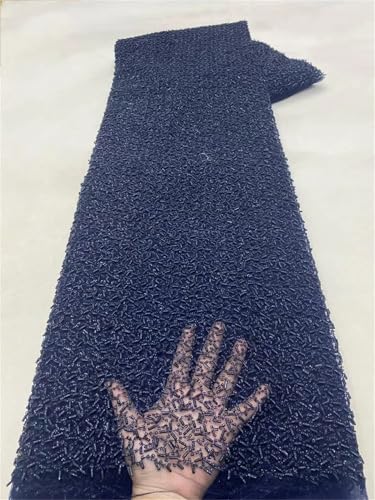 Mnjyihy Schwarzer französischer Pailletten-Netzstoff, afrikanische Perlenspitze, nigerianische Stickerei, Hochzeit, Party, Kleid, Farbe 3 von Mnjyihy