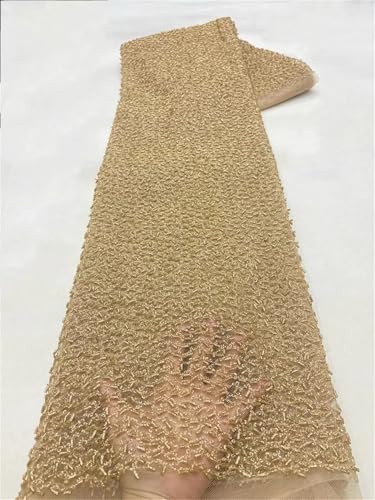 Mnjyihy Schwarzer französischer Pailletten-Netzstoff, afrikanische Perlenspitze, nigerianische Stickerei, Hochzeit, Partykleid, Farbe: 4 von Mnjyihy